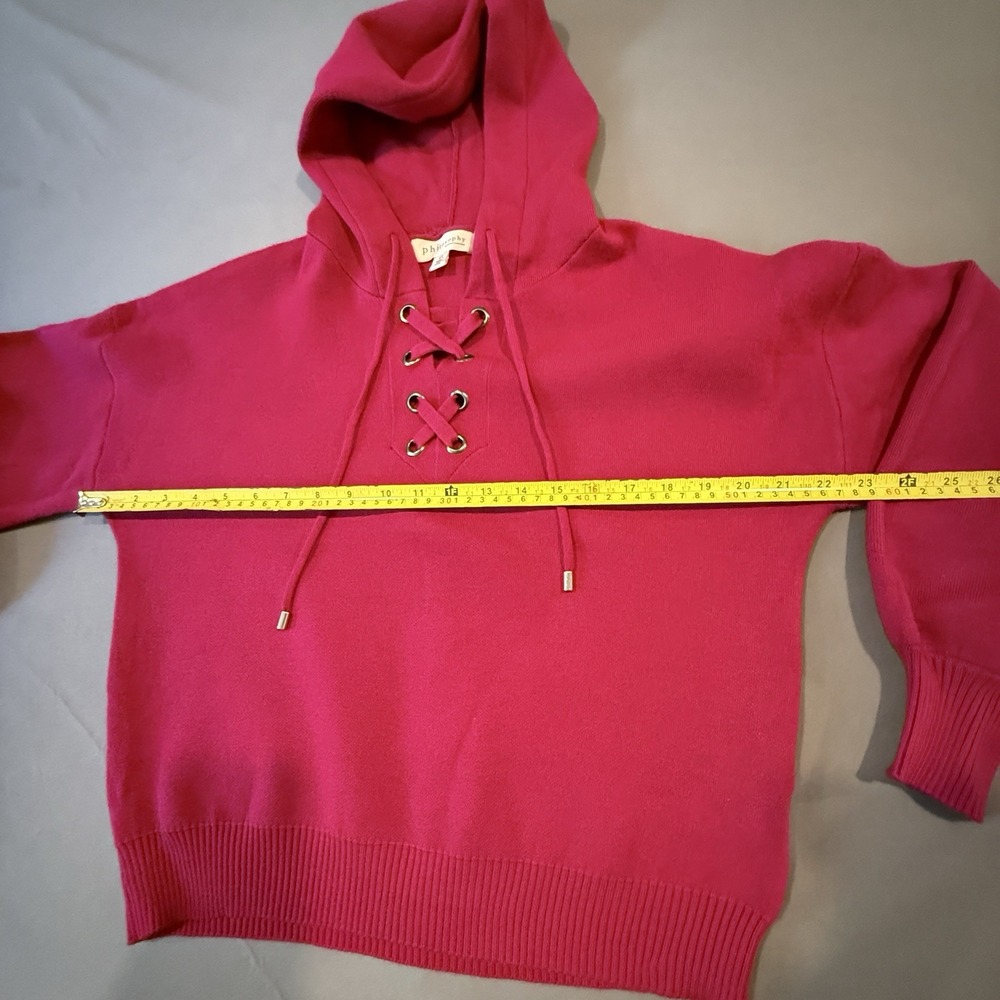 Philosophy Republic Clothing Cardinal Red Lace-Up Hoodie Sweater Women's Small - Picture 7 of 12